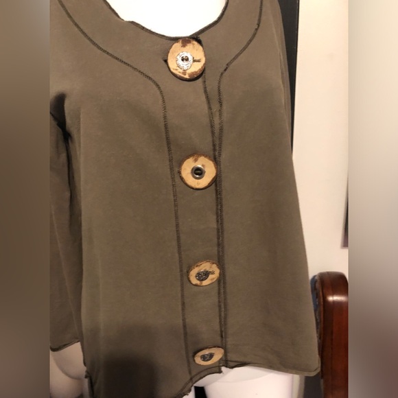 Stylish Olive Button-Up Jacket by Neon Buddha - Picture 3 of 9